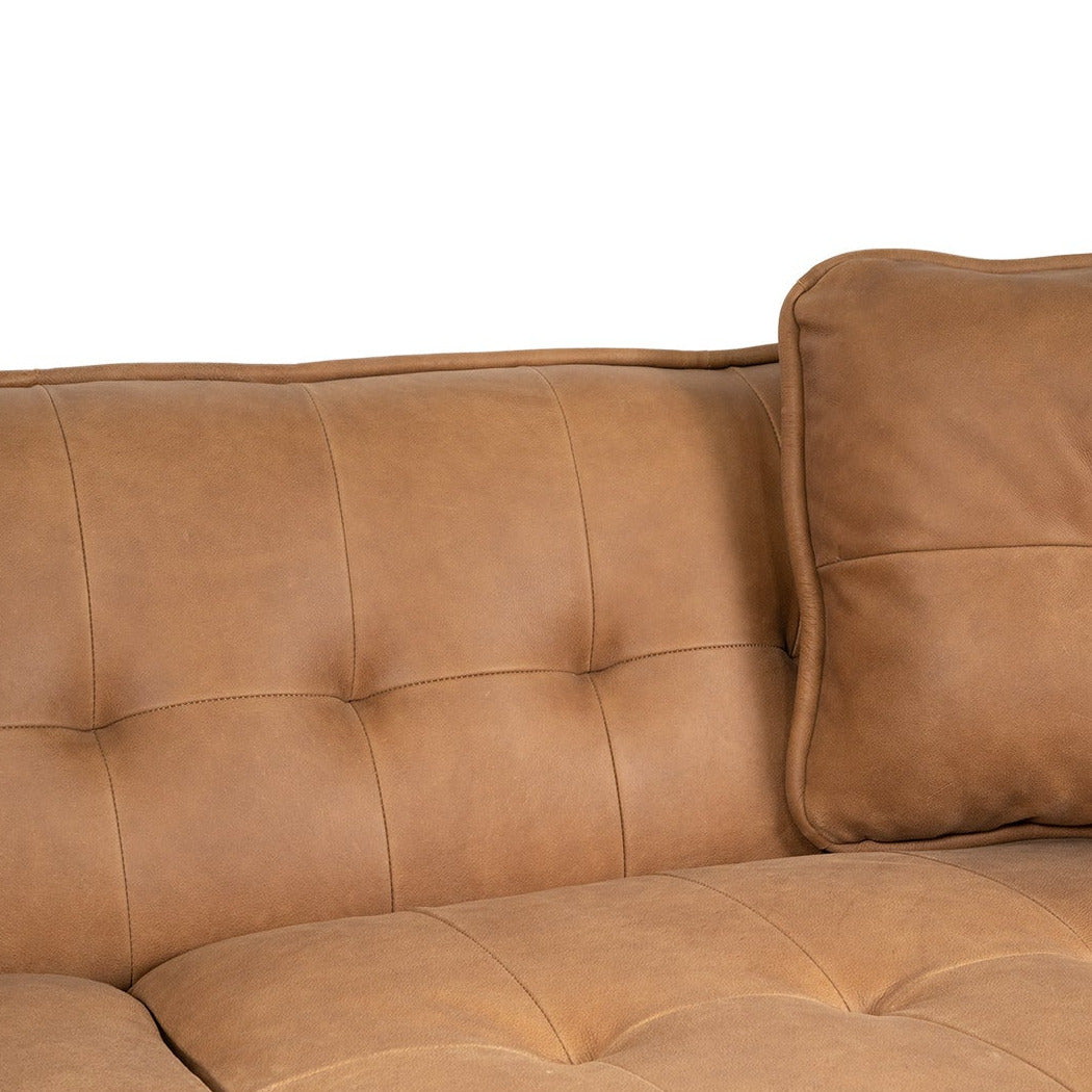 Brown leather sofa on a white background