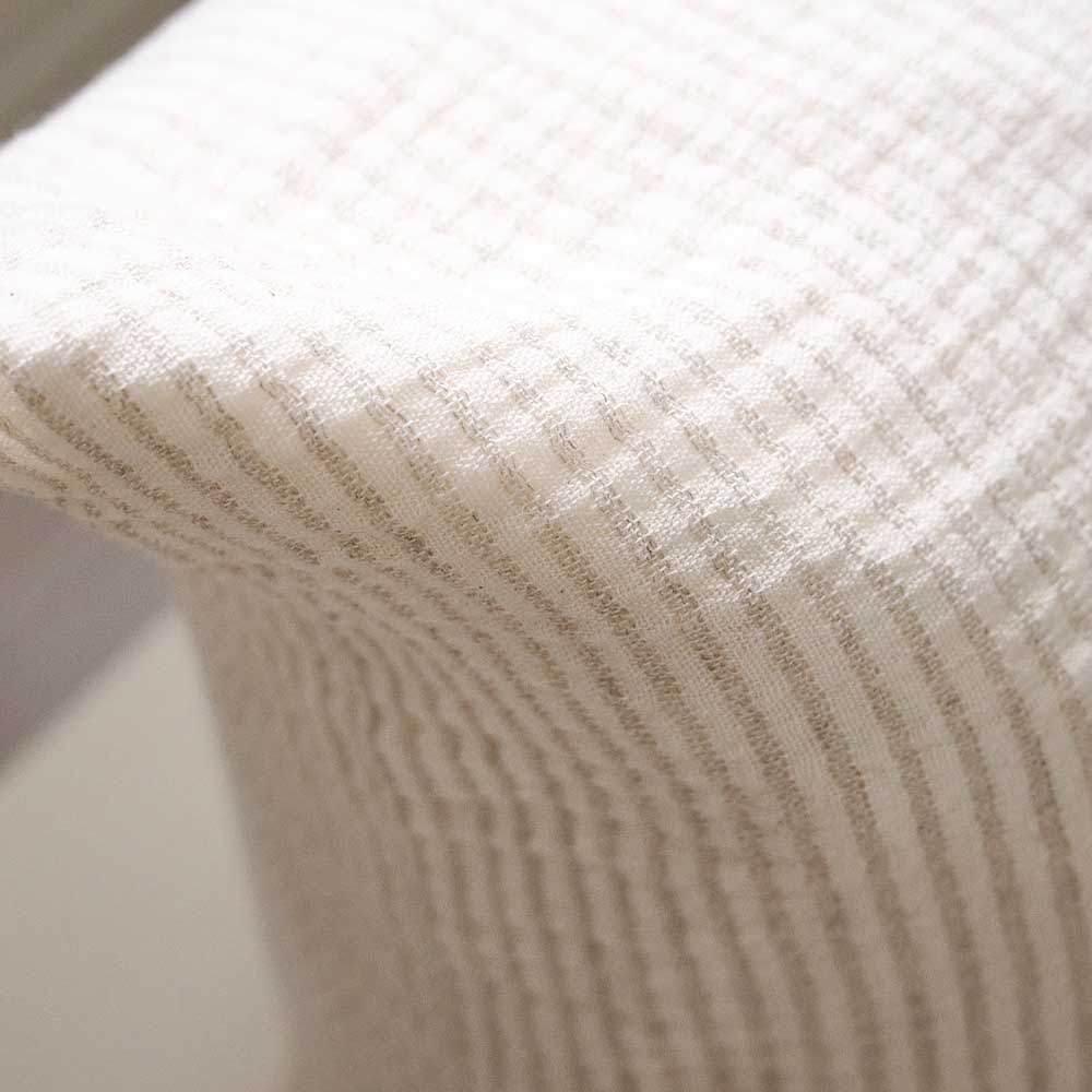Cotton Pillowcase Set – Organic White with Natural Pin Stripe