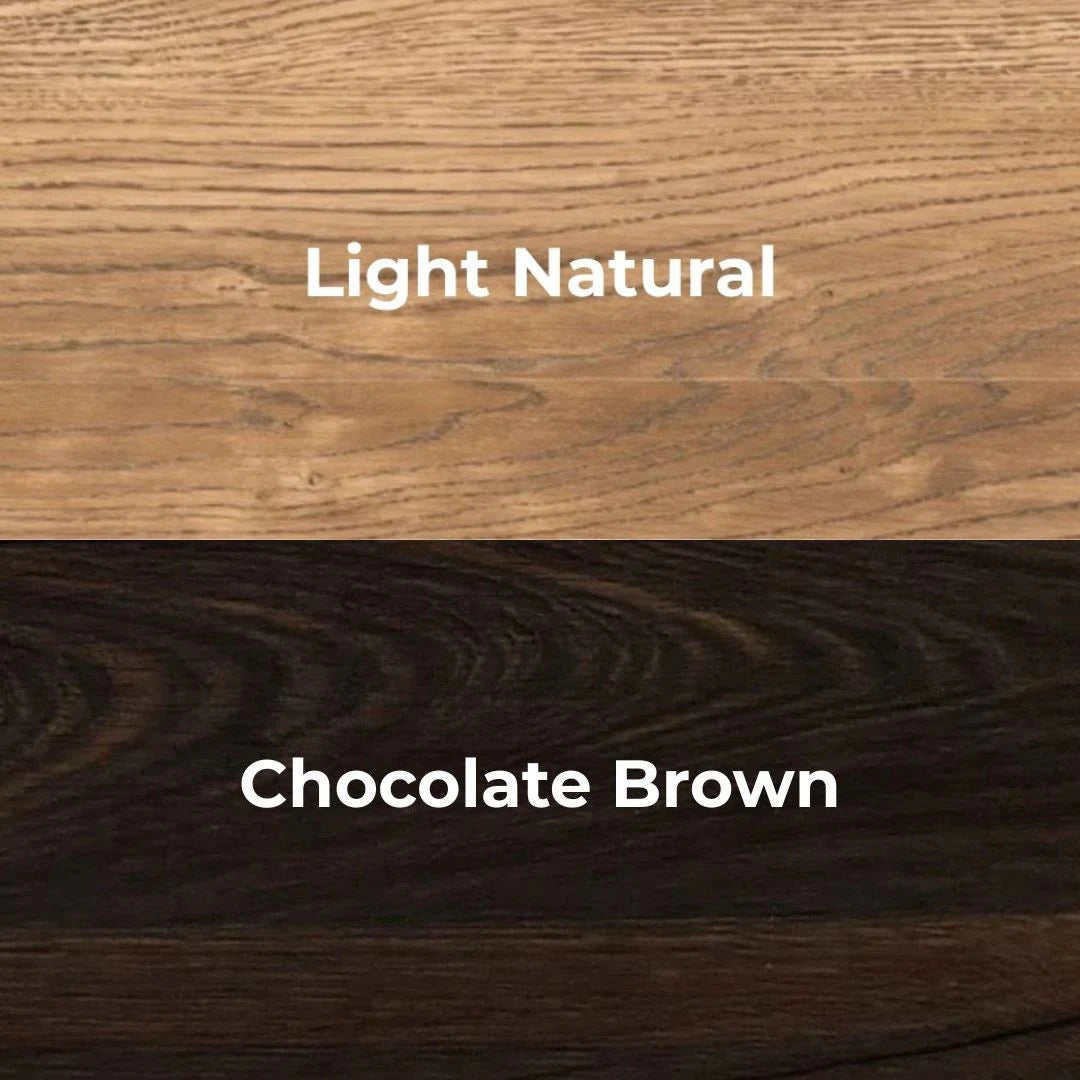 Two wood textures labeled 'Light Natural' and 'Chocolate Brown'.