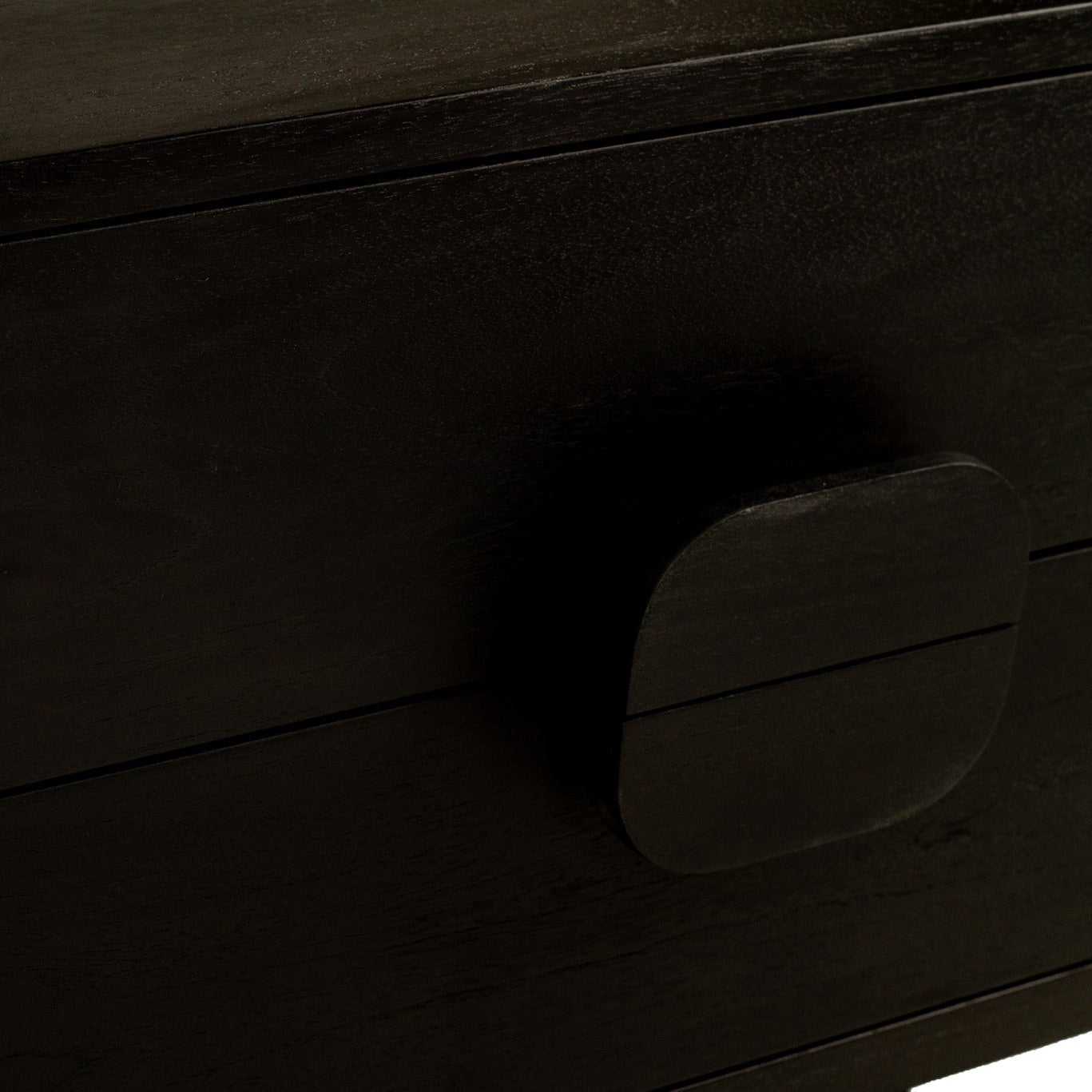 Dark wooden drawer with a handle on a white background