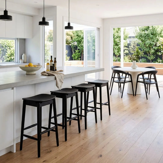 Sun Republic Black Jansen counter stools in a modern kitchen