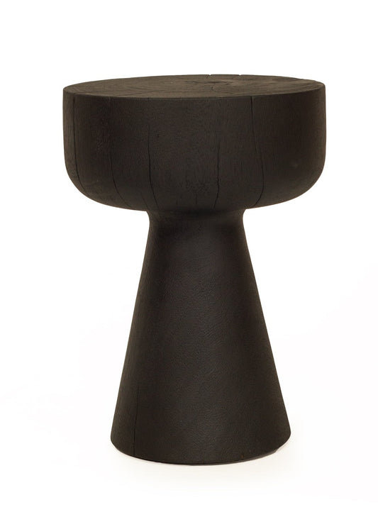 Black side table on a white background