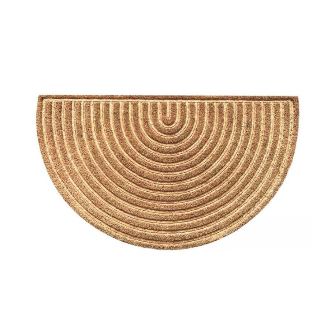 Half-circle doormat with concentric circle pattern on a white background