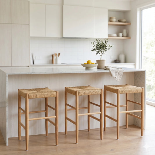 Sun Republic American Oak counter stools in a modern kitchen