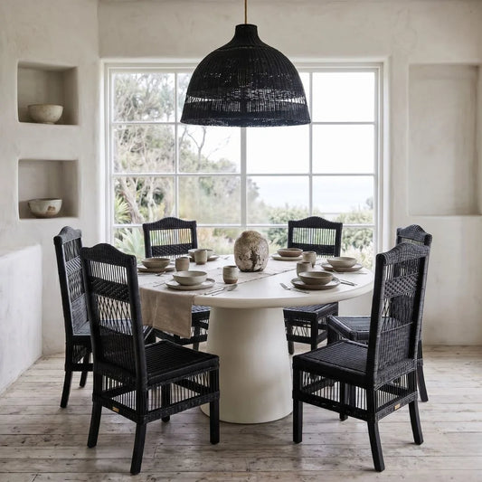 Authentic Traditional Malawi Cane Dining Chair - Black