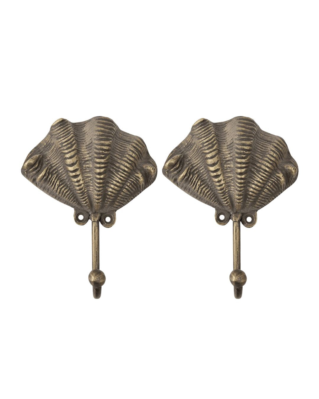 Antique Brass Clam Shell Hook - Large Sun Republic