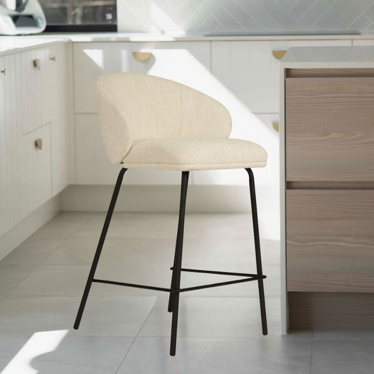 Aster Counter Stool - Natural Upholstery with Black Legs Sun Republic