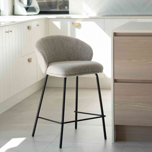 Aster Counter Stool - Pebble Upholstery with Black Legs Sun Republic