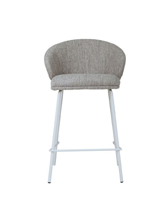 Aster Counter Stool - Pebble Upholstery with White Legs Sun Republic