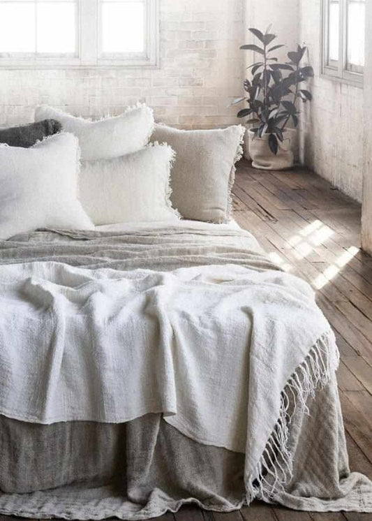 Bedouin Oversized Linen Throw - Ivory (Off White) Sun Republic