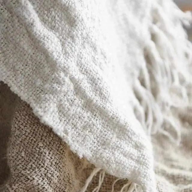 Bedouin Oversized Linen Throw – Ivory (Off White)