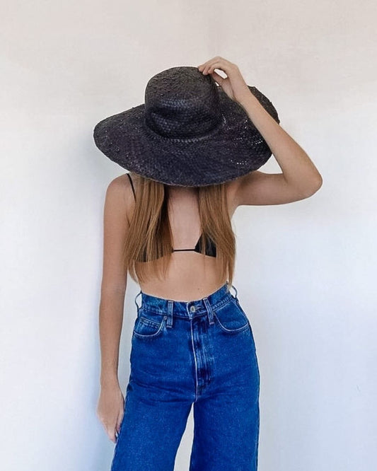 Black Palm Leaf Sun Hat - Sophia Sun Republic