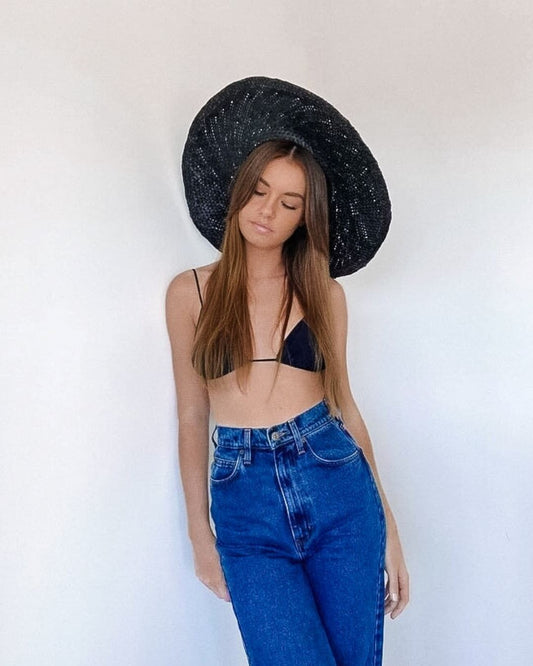 Black Palm Leaf Sun Hat - Sophia Sun Republic