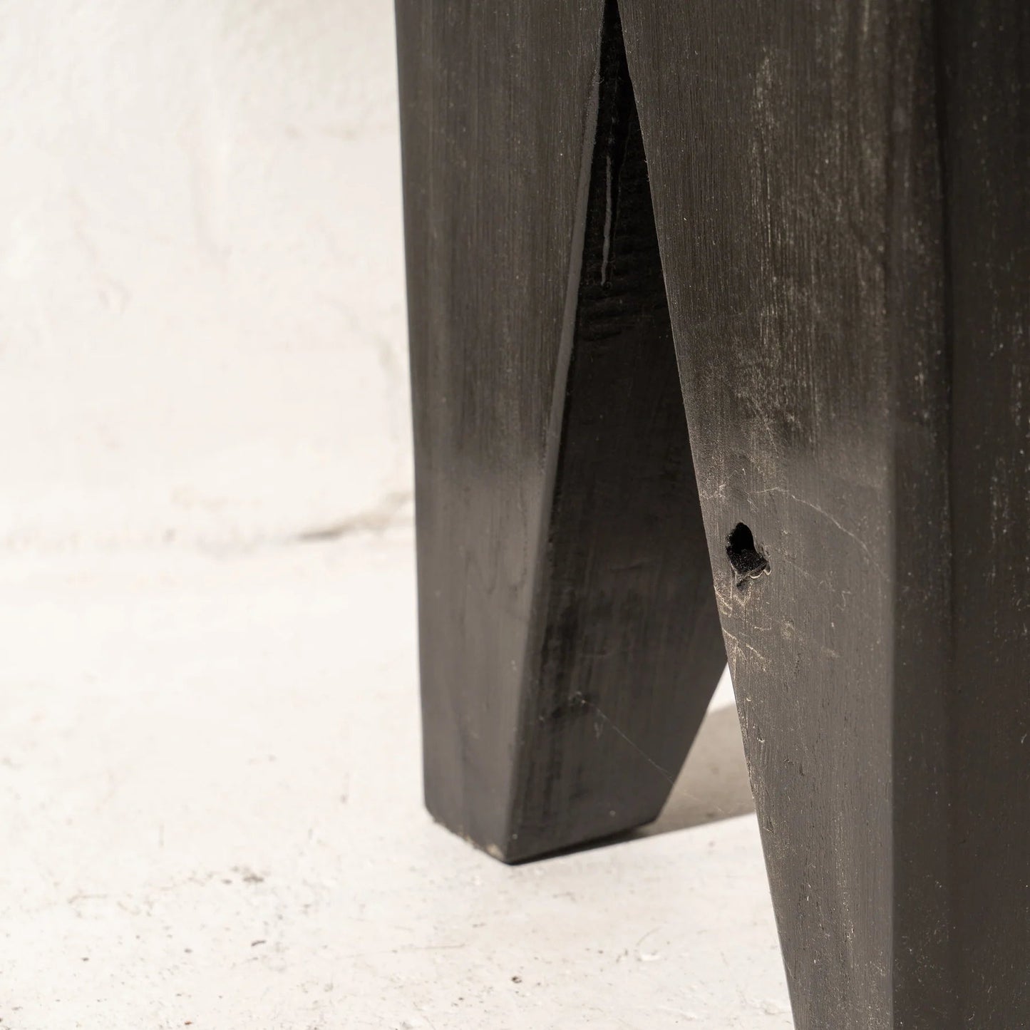 Black Solid Teak Rafi Peg Stool / Side Table