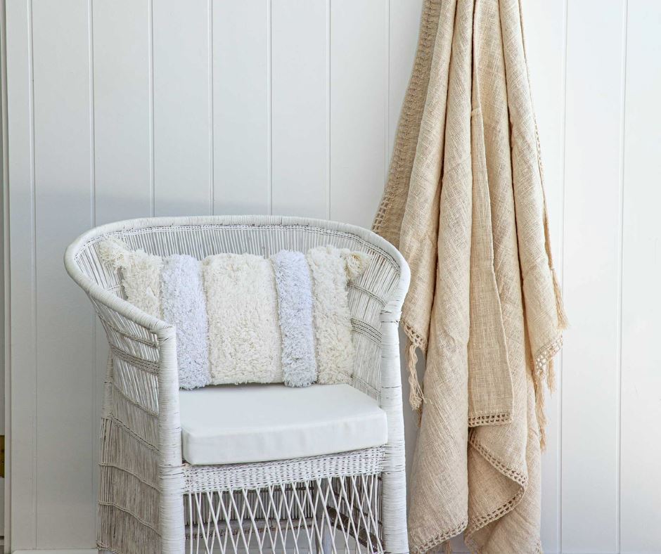 Boho Tufted Lumbar Cushion | White & Neutral SUN REPUBLIC