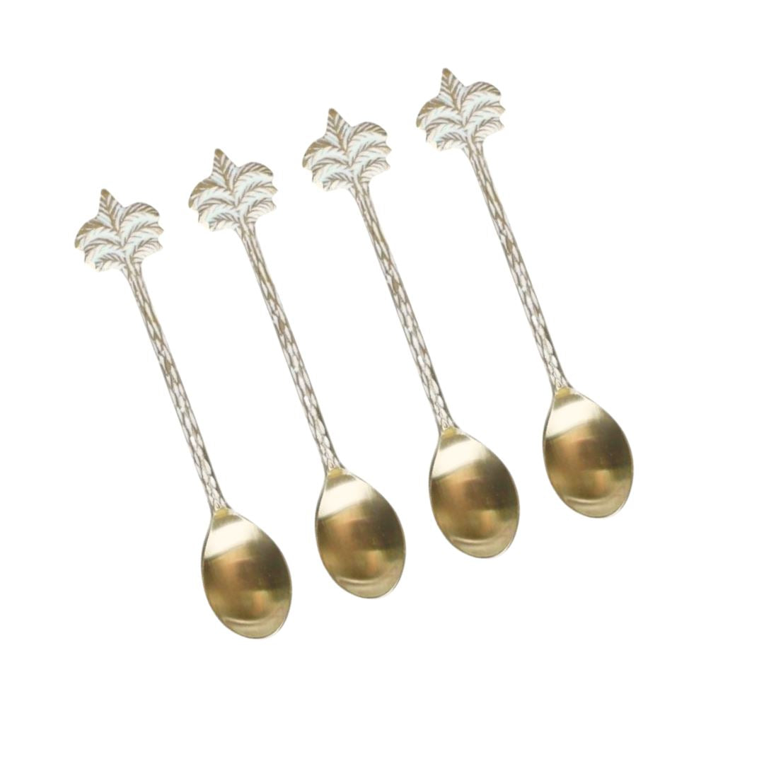 Brass Gold & White Palm Tree Teaspoon Sun Republic