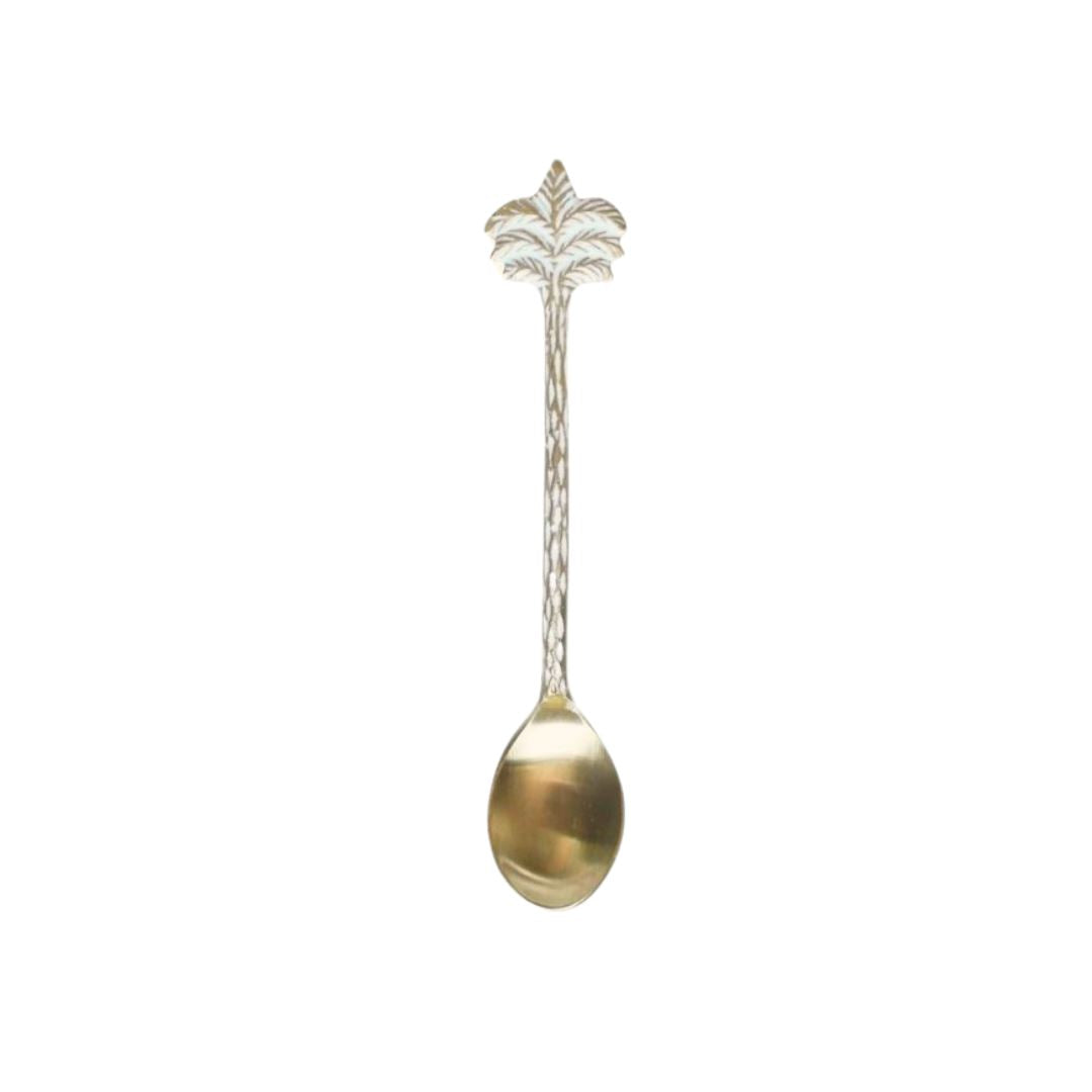 Brass Gold & White Palm Tree Teaspoon Sun Republic