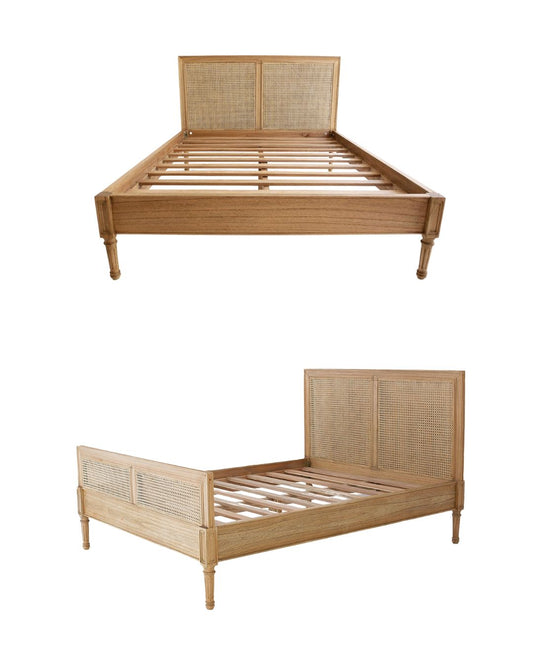 Cayman Cedar & Rattan Bed - Weathered Oak | Q-K Sun Republic