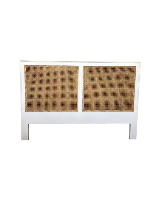 Cayman Mahogany & Rattan Bed Head - White | Q-K Sun Republic