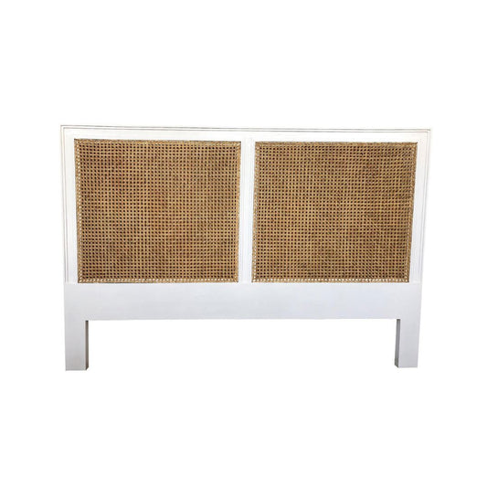 Cayman Mahogany & Rattan Bed Head - White | Q-K Sun Republic