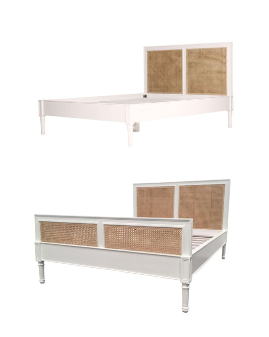 Cayman Solid Mahogany & Rattan Bed - White | Q/K Sun Republic