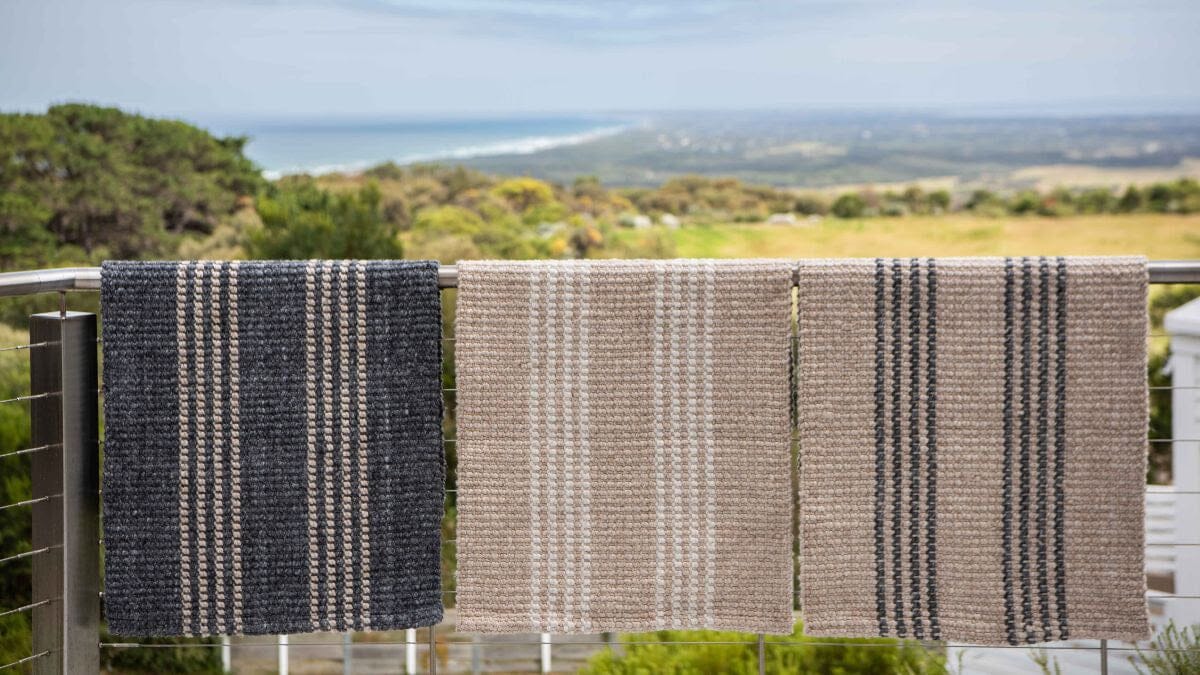 Cornell Slate & Natural Stripe Indoor/Outdoor Floor Mat Door Mates