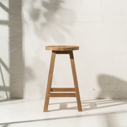 Counter/Bar Stool Natural Teak Round - Zana Inartisan