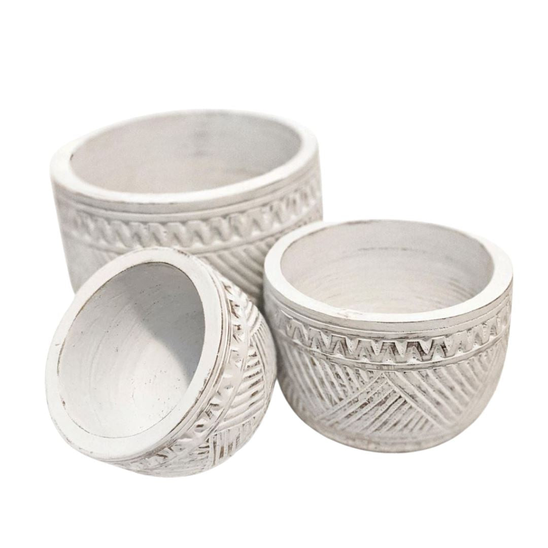 Decorative Timber White Washed Bowls Sun Republic