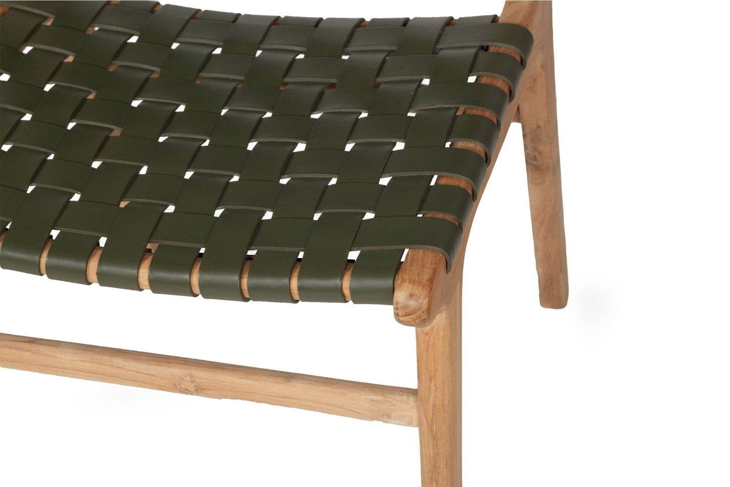Dining Chair Woven Leather & Teak Otis- Olive Sun Republic