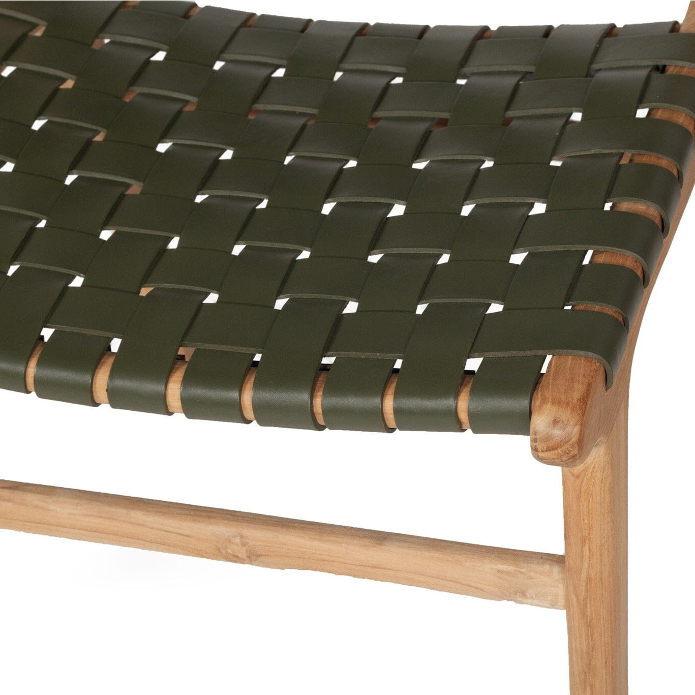 Dining Chair Woven Leather & Teak Otis- Olive Sun Republic