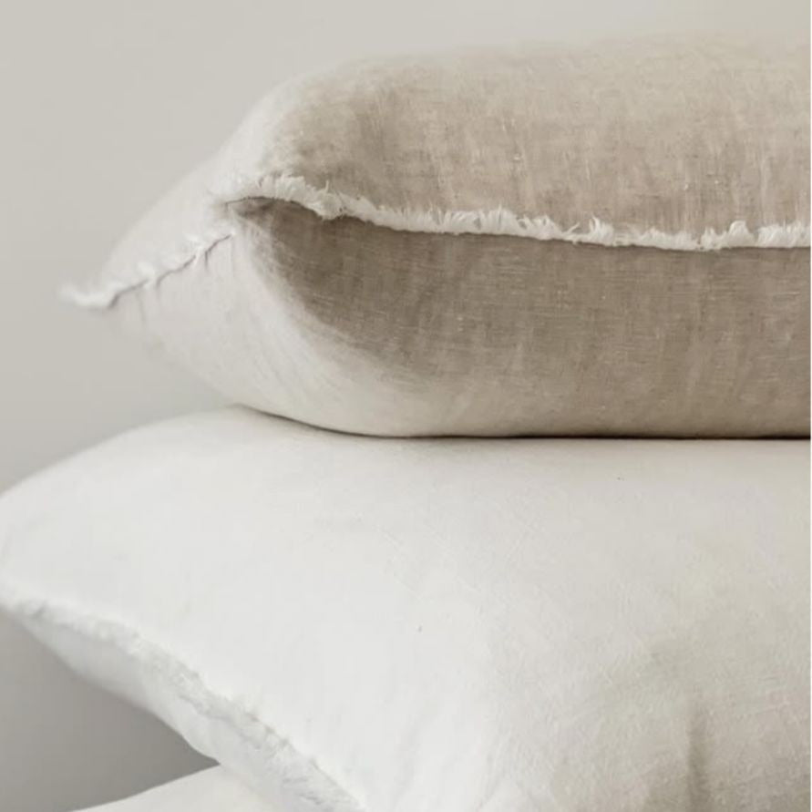 Flax Linen Cushion Cover (Fringed Edge)