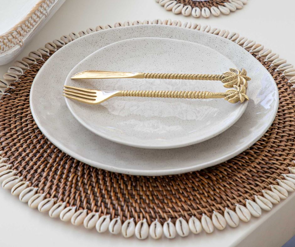 Gold Brass Palm Tree Cutlery | 20cm Knife & Fork SUN REPUBLIC