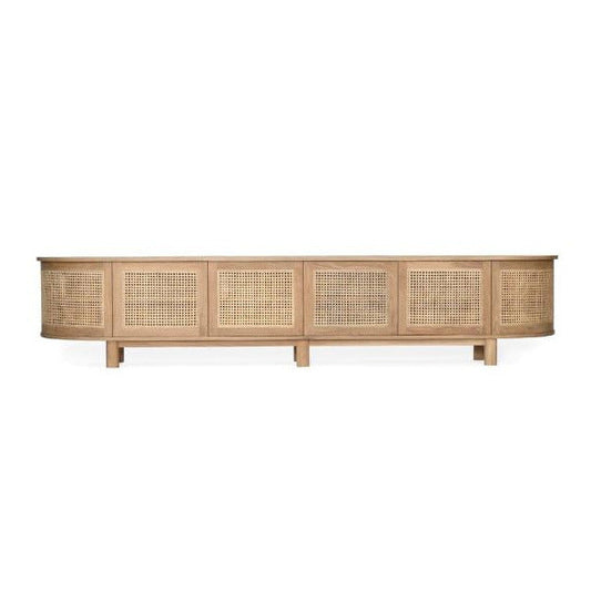 Hali American Oak Curved Edge TV Entertainment Unit - Six Door Sun Republic