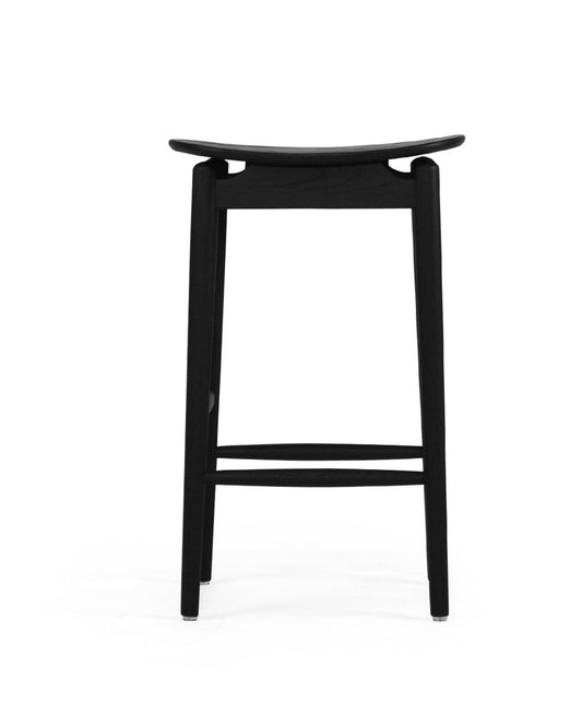 Jansen American Oak Counter/Bar Saddle Stool in Black