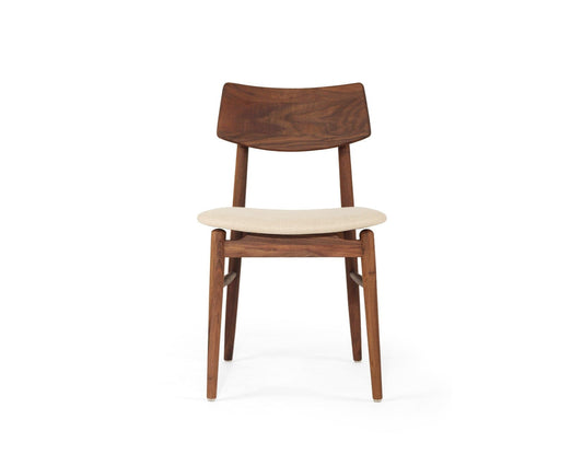 Jansen American Walnut Dining Chair with Linen Seat Sun Republic
