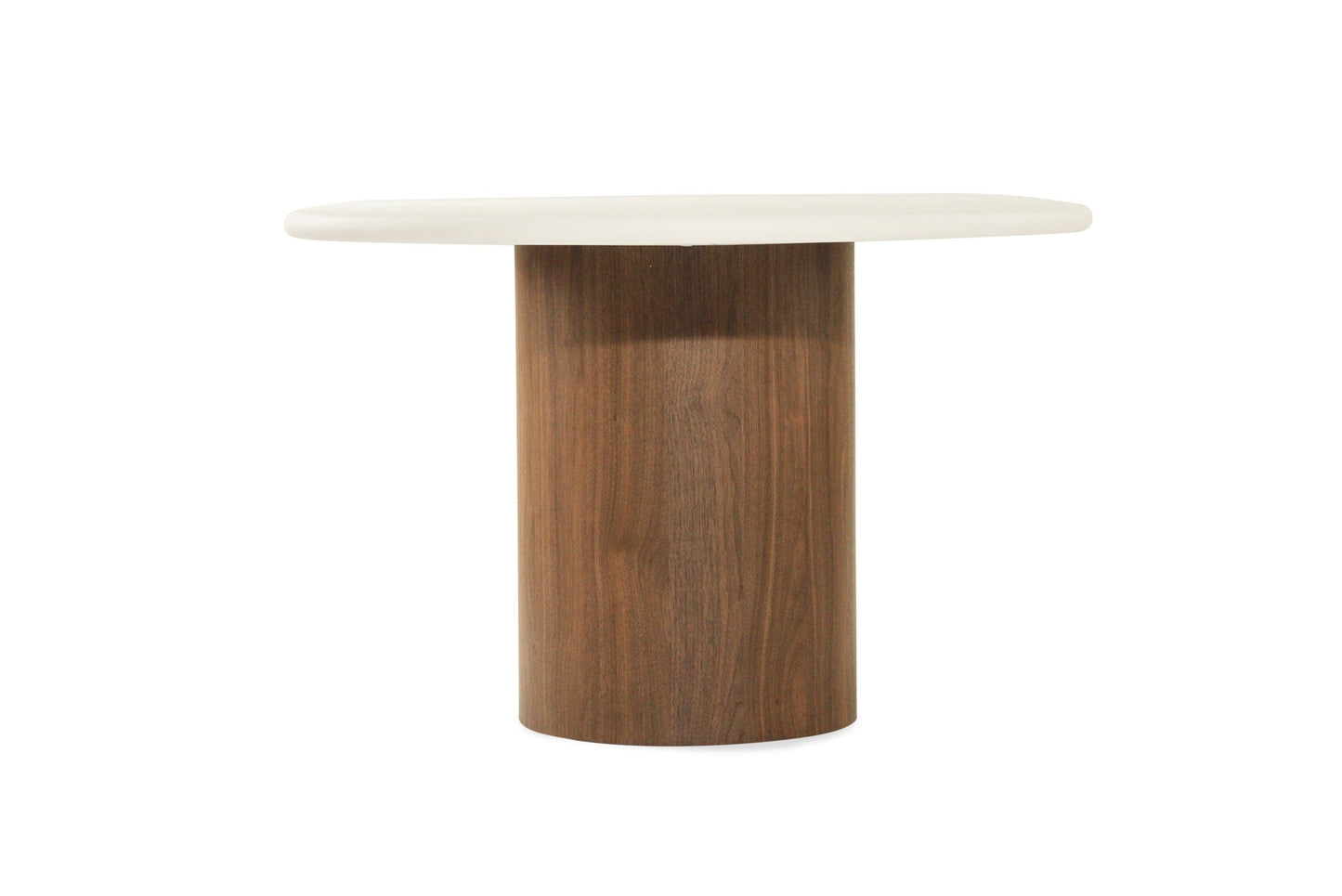 Jansen Oval White Micro Cement Table - Walnut Base Sun Republic