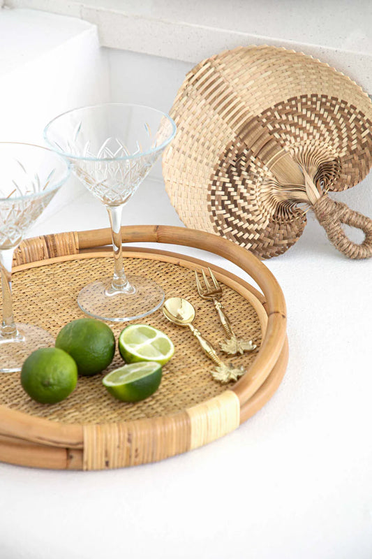 Jaya Natural Rattan Round Tray Sun Republic