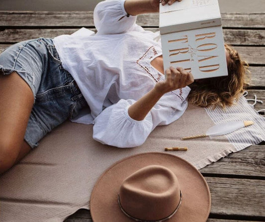 Journal - Life's a Road Trip Luxe Edition - Gold Foil White Leather Sun Republic