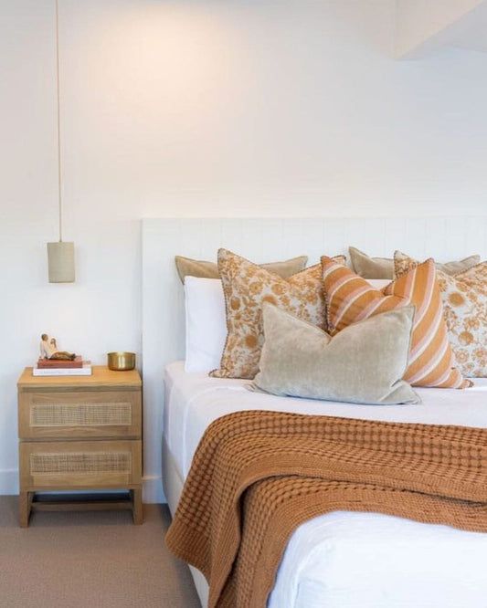 Kiera American Oak & Rattan Bedside Table Sun Republic