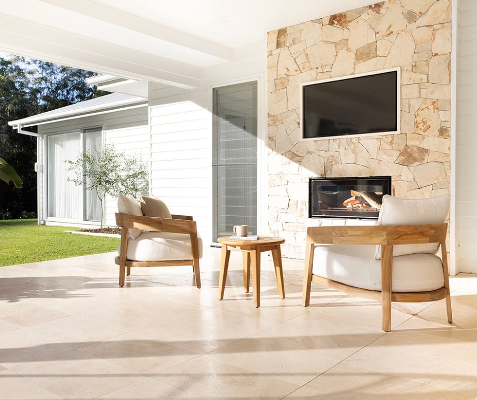 Kirra Seater Outdoor Sofa Teak, Stain-Free Sunbrella Fabric