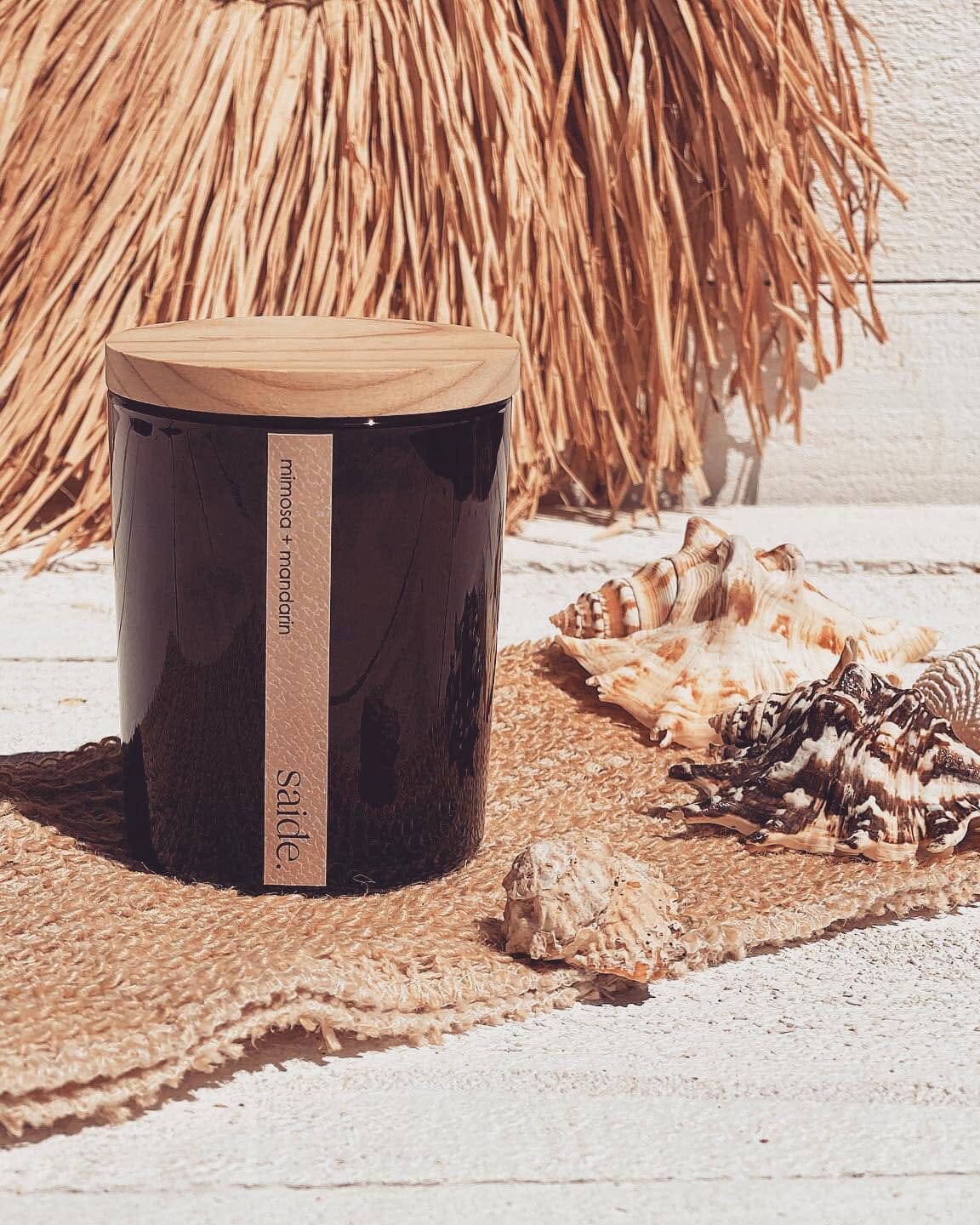 Large Amber Wood Wick Scented Candle Sun Republic