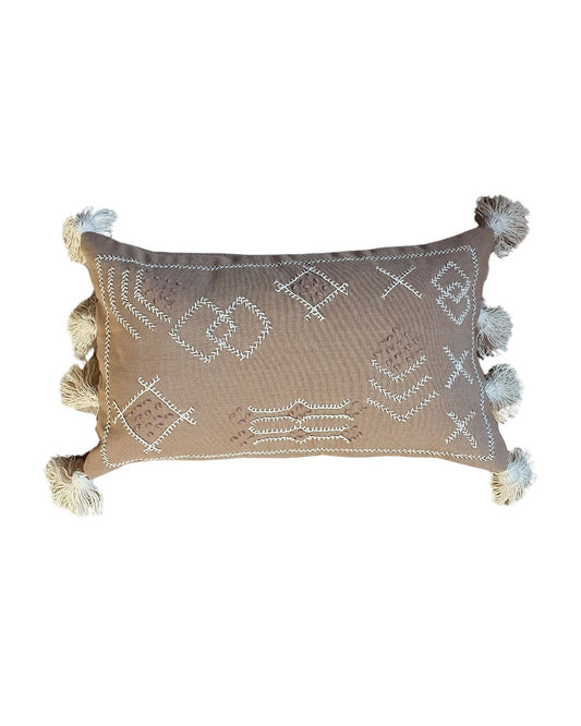 Lilou Latte Embroidered Folk Cushion Sun Republic