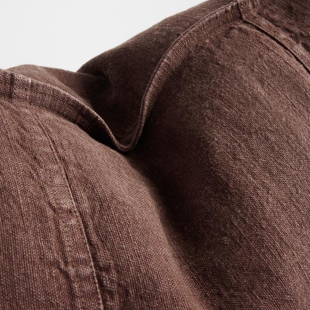 Close-up of brown denim fabric
