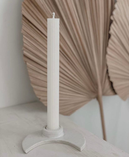 Luna Glow Pillar Candle Holder & Ribbed Pillar Candle Set Sun Republic