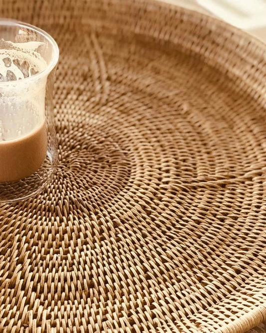 Malawi Cane Woven Serving Tray - Round Sun Republic