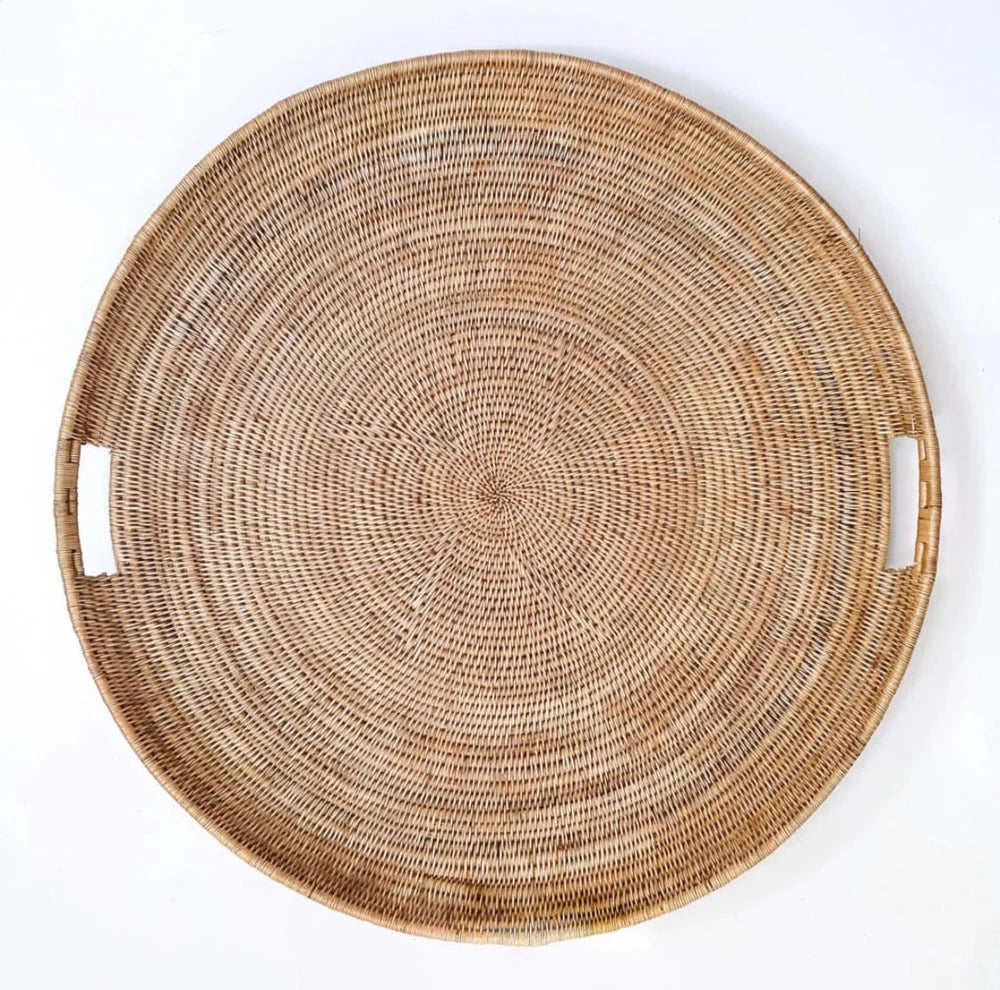 Malawi Cane Woven Serving Tray - Round Sun Republic