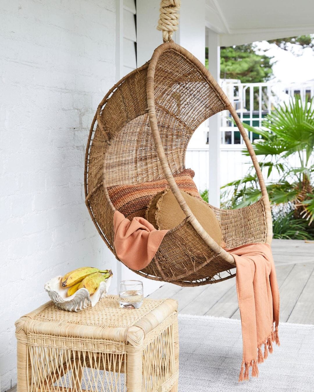 Malawi Woven Cane Hanging Pod Chair Coastal Drift Malawi