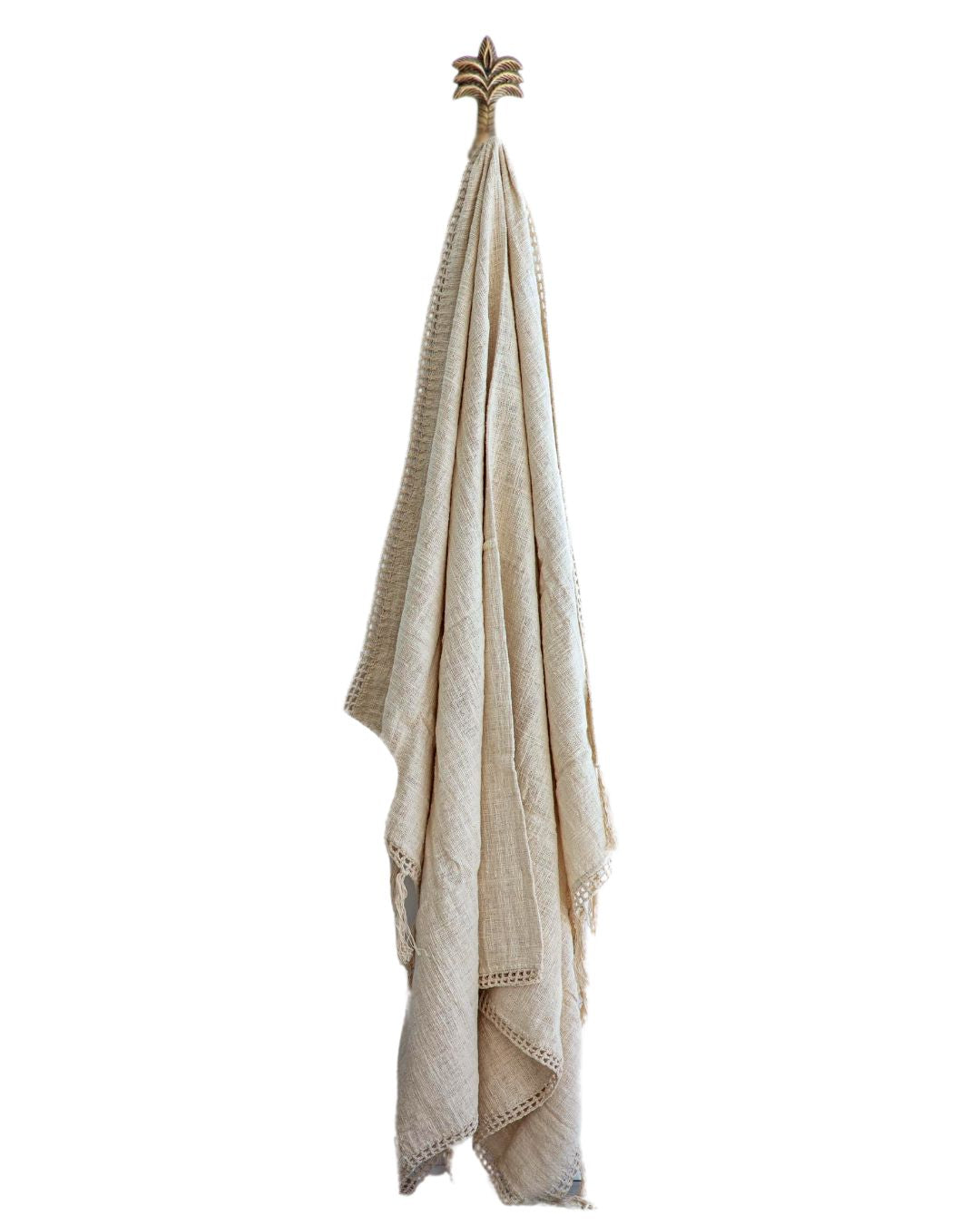 Mila Hand Loomed Throw Blanket Natural Beige - Artisan Cotton Throw 130x180cm Sun Republic