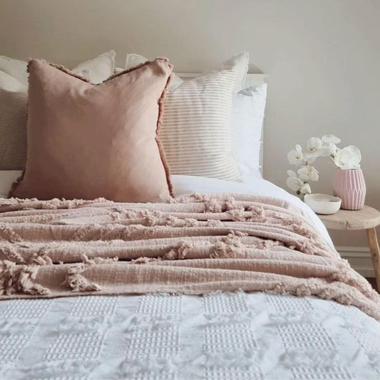 Naomie Blush Cotton Throw Blanket SUN REPUBLIC