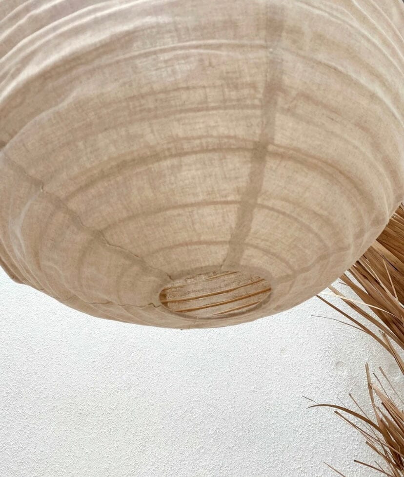 Natural Linen Round Lantern Pendant Light Shade Blacksalt